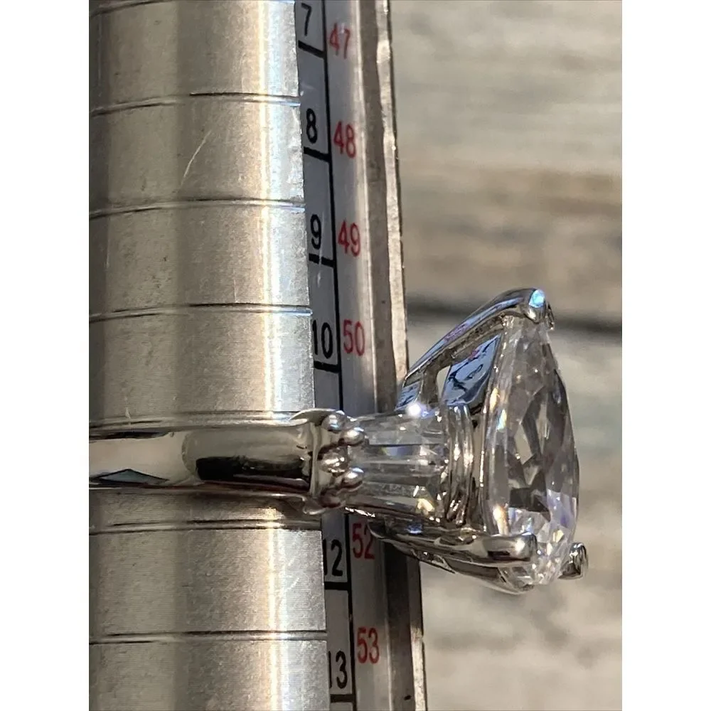 Costume Silver Plated Pear‎ Shape Cubic Zirconia Ring size 5.75 NWOT Fashion